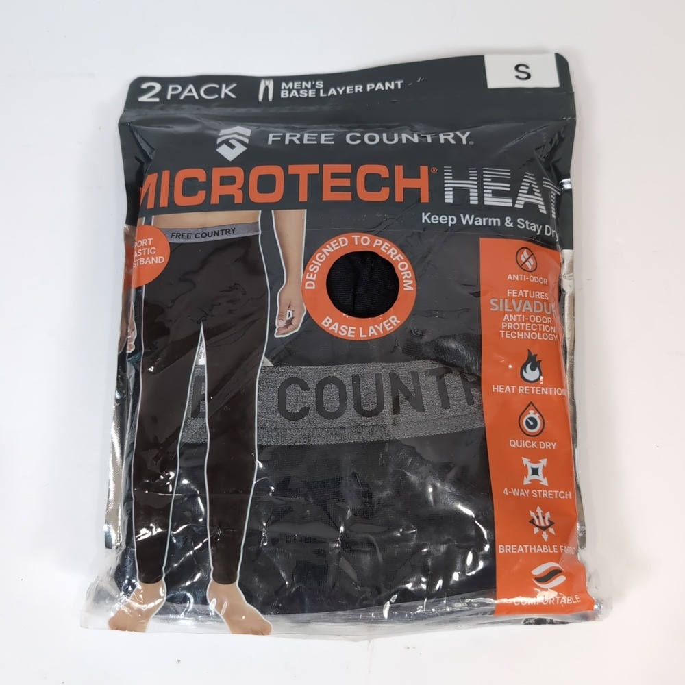 Free Country Microtech Heat Mens Base Layer Pants 2 pack  Black Size Small 29-31